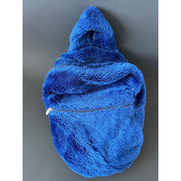 Vintage 90s United Colors of Benetton Blue Fuzzy Backpack - Rare main image 5